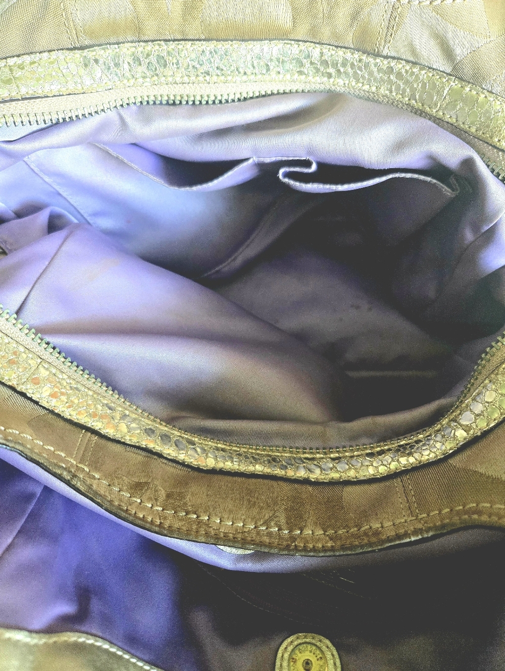 Coach Gold Metallic Op Art Patchwork Hobo Bag - Picture 7 of 9